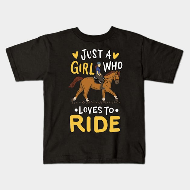 Horse Horseback Riding Kids T-Shirt by KAWAIITEE